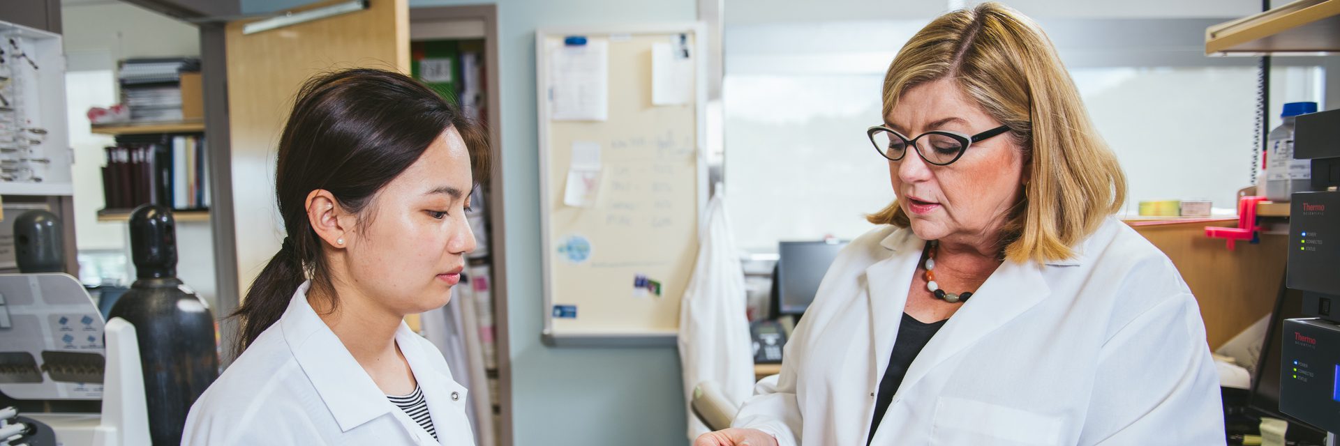 Two researchers in a lab.